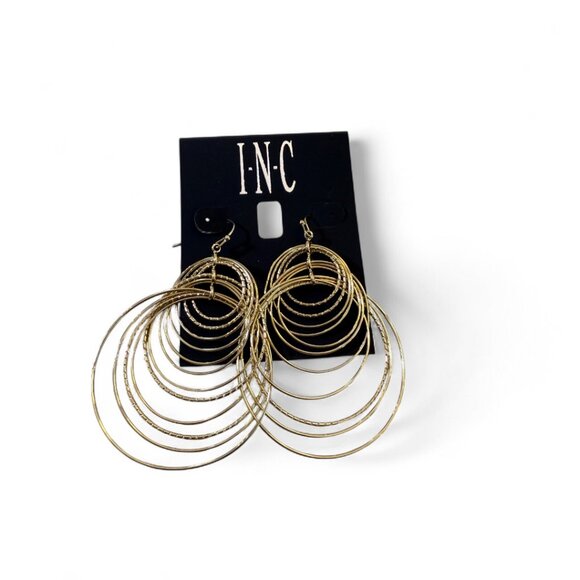 INC Multi-Hoop Gold Earrings - Picture 2 of 3